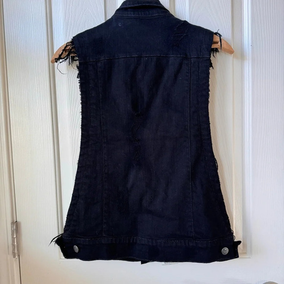 NWOT Citizens of humanity x Jerome Dahan distressed Sleeveless Jean Jacket Black - Picture 13 of 15
